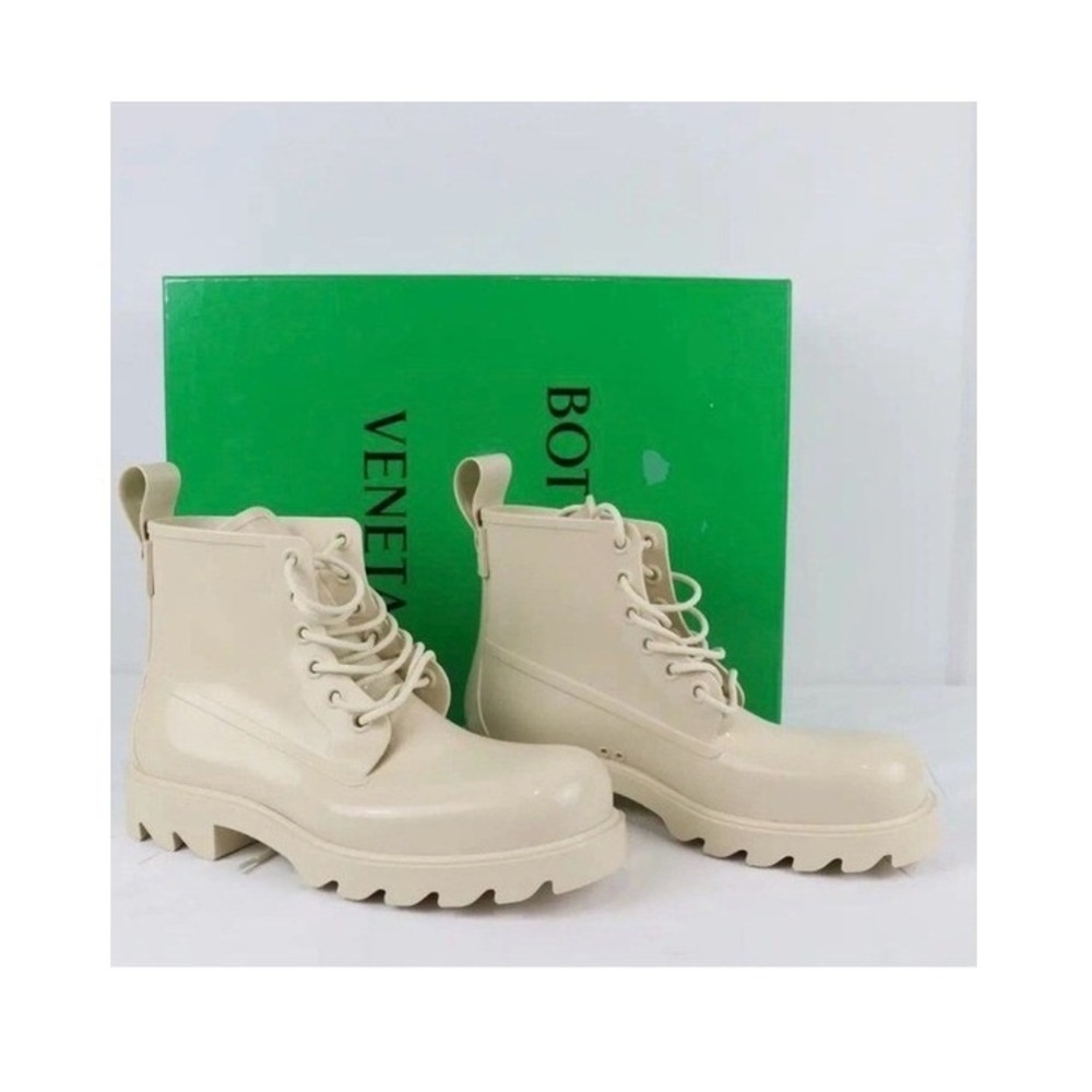 Bottega‎ Veneta Rubber Ankle Boots Cream Size EU 37 US 7 Lug Sole Made in Italy